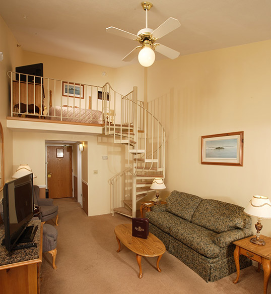 Our Loft suites are located on the fourth floor and are bi-level accommodations.